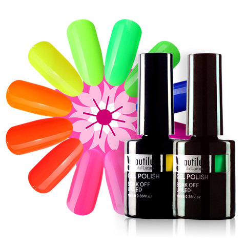 Beautilux-Esmalte de uñas en gel con protección UV para manicura, barniz de uñas UV para manicura, color neón, rosa, verde, amarillo, laca de gel de azúcar para uñas, 10ml ► Foto 1/6