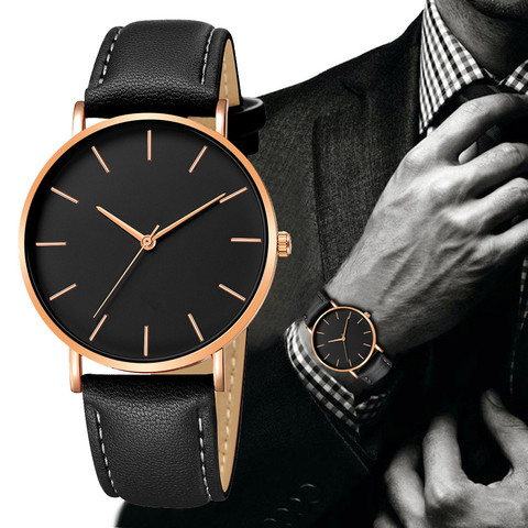 Reloj de lujo para hombre, cronógrafo de cuarzo, con esfera plateada dorada, estilo informal, Cuero Simple, nuevo, 2022 ► Foto 1/6