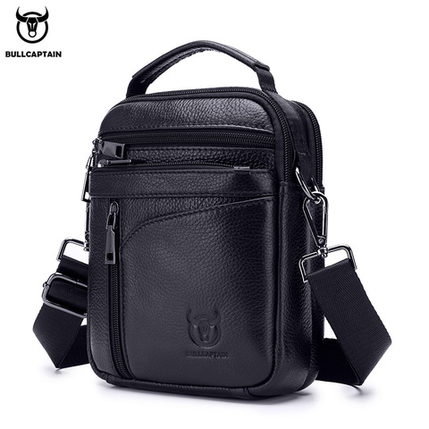 BULLCAPTAIN-Bolso de hombro tipo bandolera de cuero genuino para hombre, bandolera pequeña de negocios ► Foto 1/6