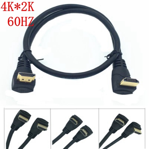 4K corto 90 grados de ángulo recto HDMI CardBus Cable de doble ángulo inclinado cable de línea HDMI macho a macho M/M Cable HDMI 0,3 M 0,6 M 1,8 M ► Foto 1/6