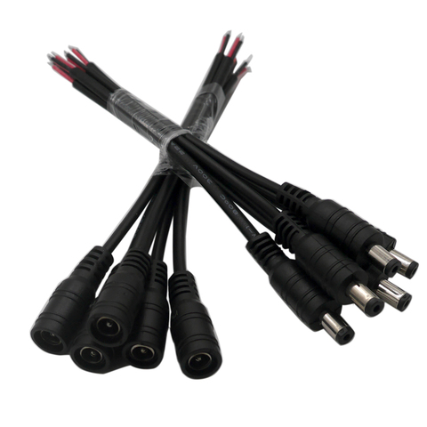 10 unids/pack 5,5x2,1 mujer/hombre enchufe de conector CD Cable de alambre usar para 3528 de 5050 CÁMARA DE CCTV LED de luz de tira ► Foto 1/6