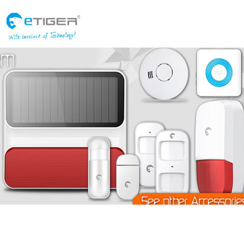 ETIGER S4Plus Wifi sensores de alarma y accesorios, puerta póngase en contacto con Sensor de movimiento Detector de humo de interior al aire libre de la energía Solar de la sirena de alarma ► Foto 1/6