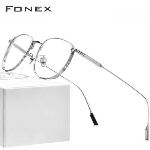 FONEX-gafas redondas de titanio para hombre y mujer, anteojos con montura de titanio puro, para miopía, graduadas, Estilo Vintage, 2022 ► Foto 1/6