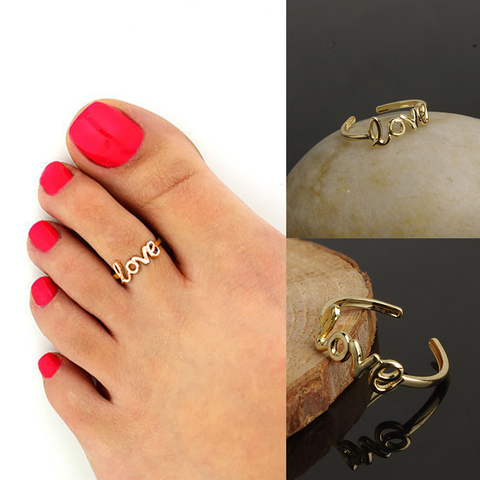 Love Ring-anillo Simple ajustable para mujer, Pinkie de dedo, accesorios de Dedo del pie de uñas, joyería pequeña ► Foto 1/4