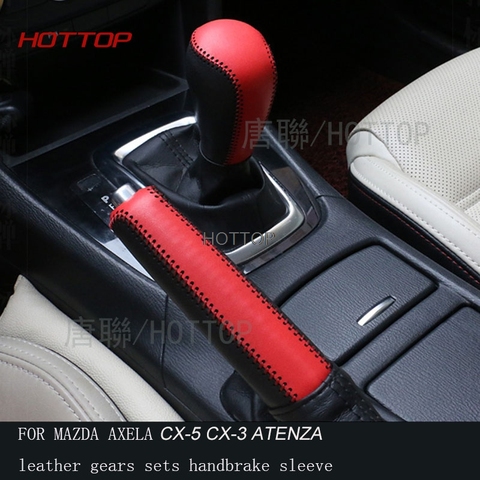 HOTTOP de cuero genuino de cambio de engranaje de mando para MAZDA 3 AXELA ATENZA CX-5 CX-3 de engranajes de freno de mano de manga ► Foto 1/6