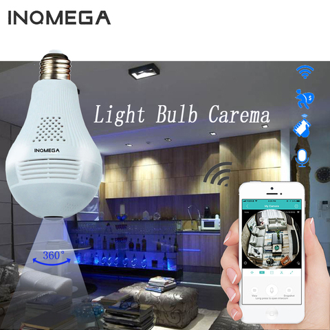 Luz LED INQMEGA 960P inalámbrica panorámica de seguridad para el hogar WiFi Fisheye bombilla lámpara IP Cámara 360 grados de seguridad para el hogar cámara ► Foto 1/1