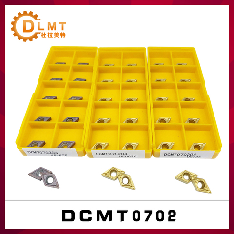 Insertos de torneado CNC de carburo DCMT070204, DCMT070204-VP15TF, UE6020, US735, para centro de mecanizado CNC, 10 Uds. ► Foto 1/4