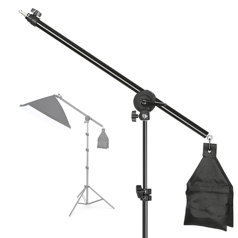 Soporte de voladizo ajustable para estudio fotográfico, brazo cruzado con bolsa de arena, abrazadera pivotante, uso para soporte de luz, accesorios, varilla de extensión de 135CM ► Foto 1/6