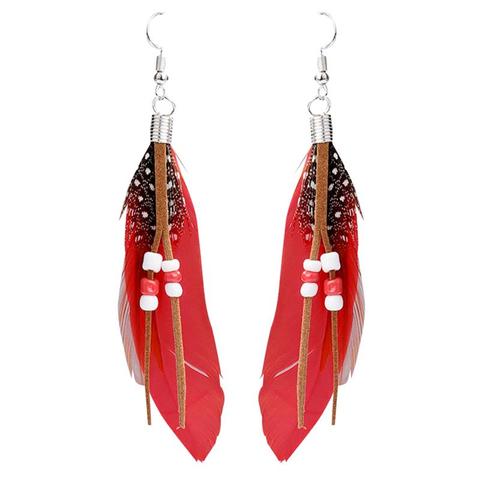 Pendientes creativos con forma de alas, borla con cuentas, decoración de plumas falsas, colgantes, accesorios de joyería, 1 par ► Foto 1/6
