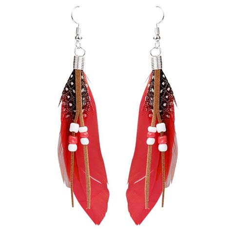 Pendientes creativos con forma de alas, borla con cuentas, decoración de plumas falsas, colgantes, accesorios de joyería, 1 par ► Foto 1/6