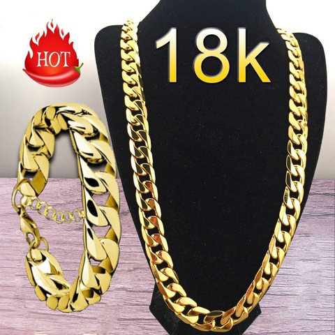 Cadena de oro con colgante Punk cubana para hombre y mujer, collar largo de cadena de eslabones de 50/55/60/65/70/75CM, joyería, collar de hombre ► Foto 1/6