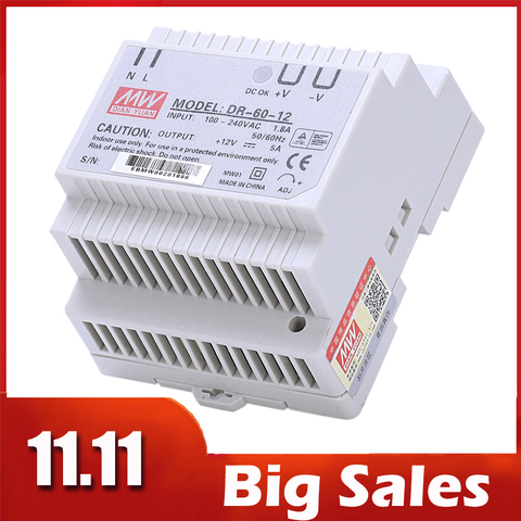 Fuente de alimentación WSFS Hot Din rail 60w 12V ac dc convertidor dr-60-12 fuente de alimentación 12v 60w buena calidad cumple con EN55022,CLASSA ► Foto 1/6