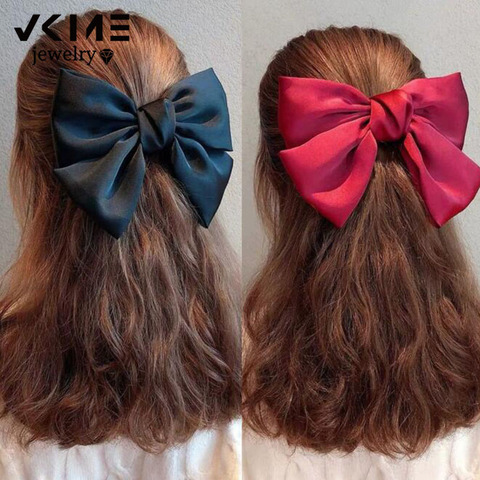 VKME-horquilla de lazo grande para niña y mujer, pasador rojo, pinza para el pelo rosa, horquilla BB coreana, accesorios para el cabello florales de gran tamaño ► Foto 1/6