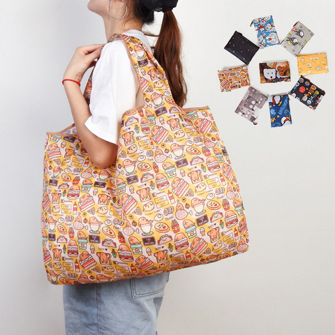 Bolso de compras plegable con impresión de moda, ecológico, bolso plegable, de gran capacidad, para viaje ► Foto 1/6