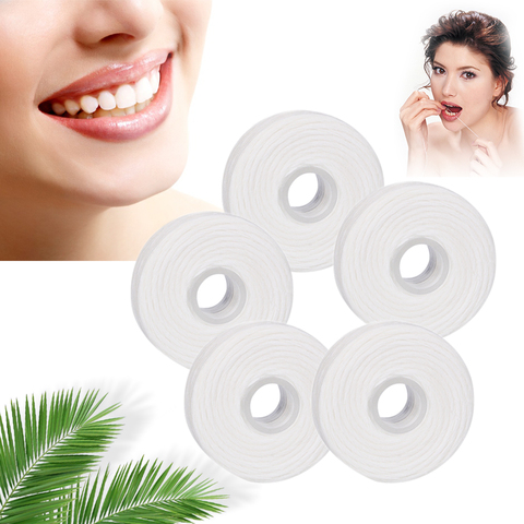 5 rollos de 50m hilo Dental higiene oral de limpieza de los dientes hilo Dental carrete cera de hilo Dental y mondadientes dientes Flosser hilo Dental ► Foto 1/6