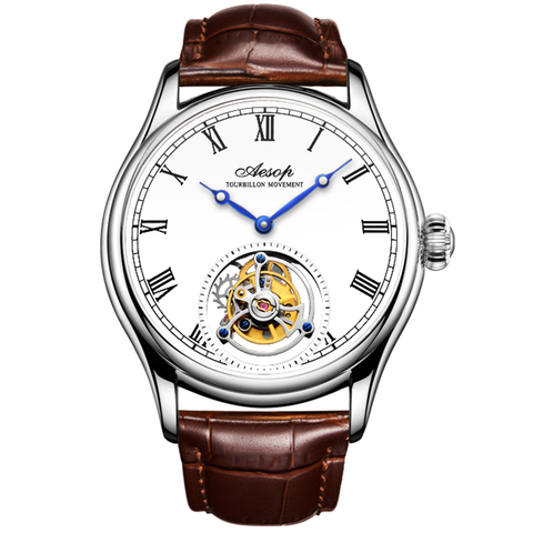 Reloj de Tourbillon de lujo para hombre, pulsera mecánica de cuerda a mano, de zafiro, con movimiento de esqueleto de Tourbillon, 2022 ► Foto 1/6