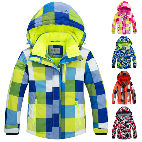 Traje de esquí a prueba de viento para niños y niñas, chaqueta de esquí y snowboard impermeable, cálido, de lana, para invierno ► Foto 1/6