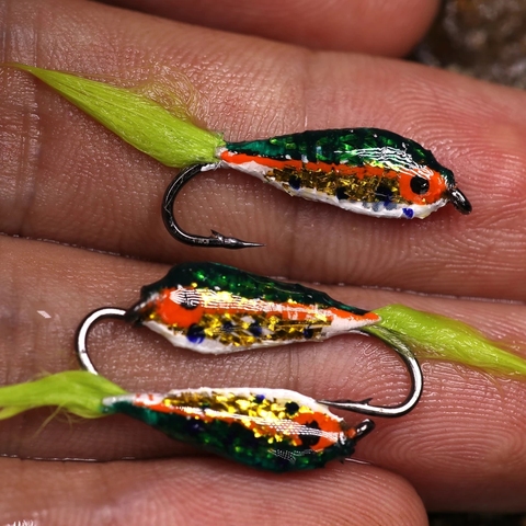 4 Uds #10 #4 trucha Bass pesca cuchara cebo atraer epoxi Minnow mosca serpentina múltiples colores ► Foto 1/6