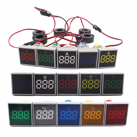 Voltímetro Digital de CA con pantalla LED, amperímetro con Panel cuadrado, medidor de frecuencia de voltaje, indicador de señal, luz de advertencia ► Foto 1/6