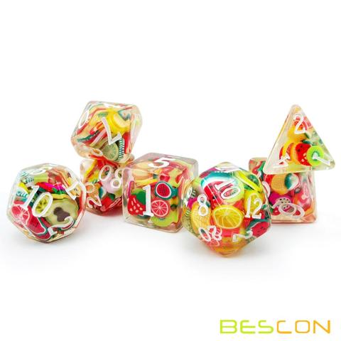 Bescon Fruit Conjunto de dados poliédricos, novedad juego de dados de juego de rol de 7 ► Foto 1/5