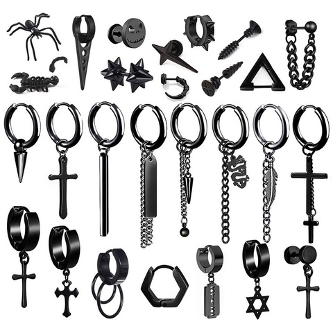 Pendientes con colgante de Cruz de acero inoxidable para hombres y mujeres, joyería gótica Punk, el mejor regalo, 1 par ► Foto 1/6