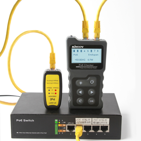 Probador de Cable de red LCD probador Lan comprobador de voltaje y corriente de PoE en línea con comprobador de Cable comprobador de Ethernet ► Foto 1/6