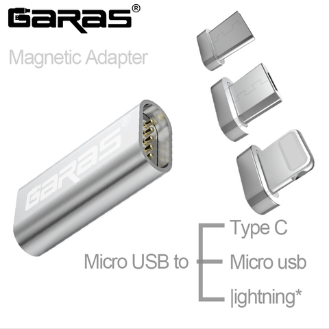 Convertidor de Cable de datos 3 en 1, Micro USB A Adaptador magnético Tipo C, GARAS ► Foto 1/5