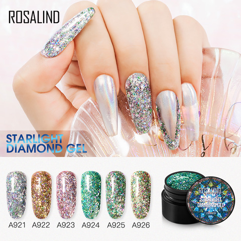 ROSALIND-esmalte de uñas de Gel brillante, 5ml, brillante para pintura con brillantina, diseño de arte de uñas, imprimación de Base de Poly UV para manicura ► Foto 1/6