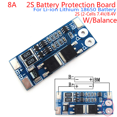 1 unidad de alta calidad 2S 8A 7,4 V Balance 18650 Li-ion baterías de litio BMS tablero de protección piezas de herramienta al por mayor ► Foto 1/6