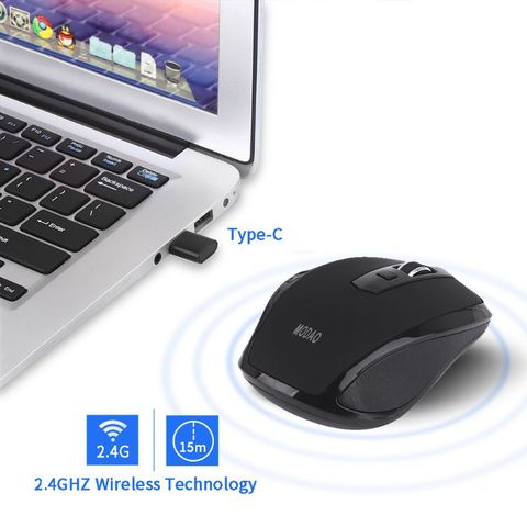 Ratón inalámbrico USB tipo C de 2,4 GHz, ratón ergonómico 800/1200/1600 DPI para dispositivos macbook Pro USB C, ratón de oficina ► Foto 1/6