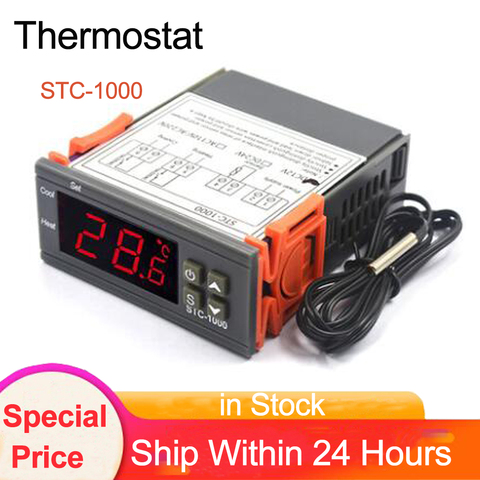 Termostato termorregulador digital STC-1000, controlador de temperatura, relé de incubadora led 10A, refrigeración por calor, 12V, 24V, 220V ► Foto 1/6