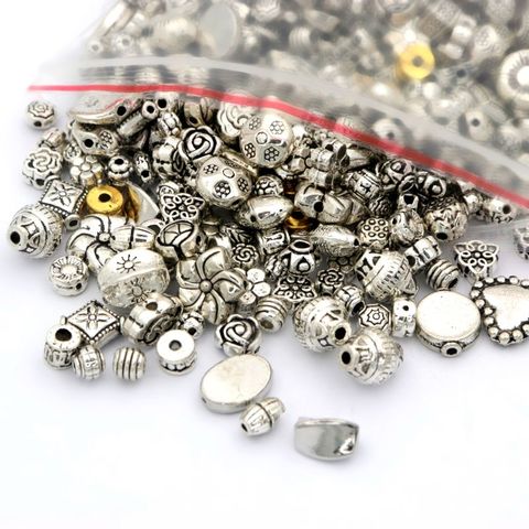 50 Uds. 5-12mm mezcla tubo tibetano de plata cubo flor plana pequeño gran espaciador de Metal abalorios para fabricacion de bisuteria DIY accesorios para pulsera ► Foto 1/6