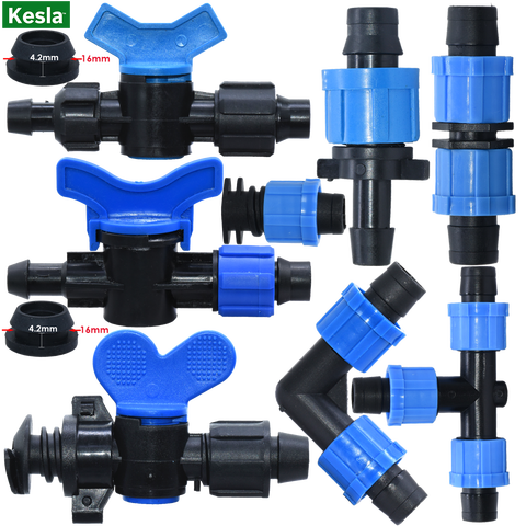 Cinta de riego por goteo de 16mm y 5/8 pulgadas, válvula de cierre, conector de clavija, sistema de riego de jardín, tubería dura de PVC, Greenyhouse ► Foto 1/6