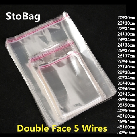 StoBag 100 Uds auto-adhesivo claro Cello bolsa de celofán auto sellado de bolsas de plástico de ropa de embalaje de la joyería dulces con cierre OPP ► Foto 1/6