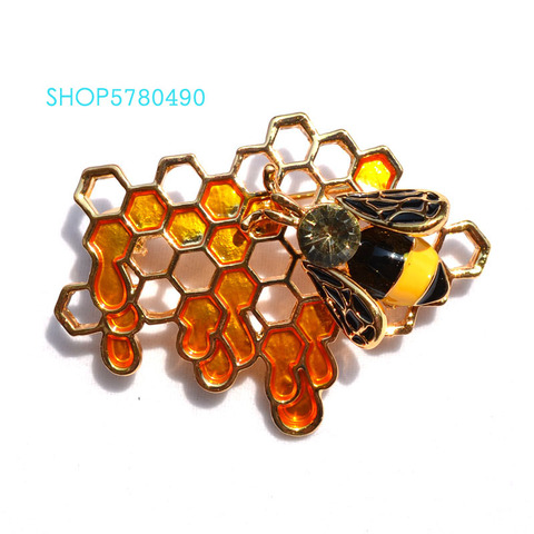 De moda de Pin abeja broche para mujer oro Color de diamantes de imitación abeja broche abrigo lindo prendas de vestir dama regalos de joyería de moda ► Foto 1/6