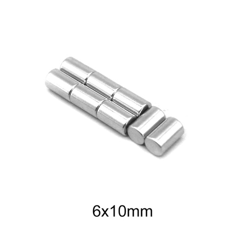 Imán fuerte de búsqueda de 6x10mm x 10mm, imán redondo pequeño a granel de 6x10mm, disco magnético de neodimio de 6x10mm, 10 ~ 200 Uds. ► Foto 1/6