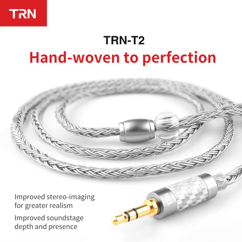 Cable actualizado TRN T2 de 16 núcleos Chapado en plata HIFI, gris/negro/marrón, conector MMCX/2 pines para TRN VX BA5 V80 V90 T2 C16 S2 T4 ZSX ZST ► Foto 1/6