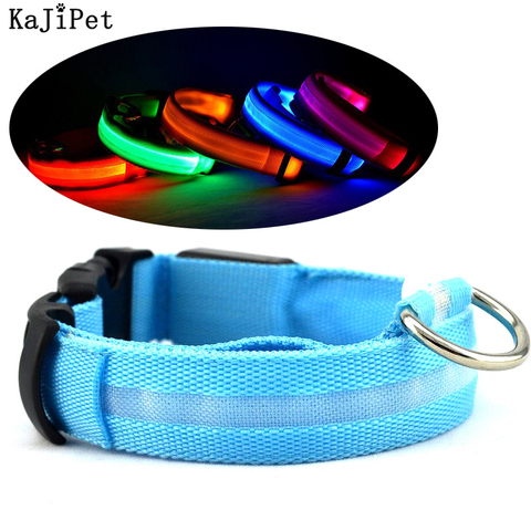 LED Collar de Perro Luminoso de Nylon Collar para perros Luminoso Luz nocturna para seguridad Collar Perro Luz Luminoso brillante Collar para perros mascotas electrónicas ► Foto 1/6