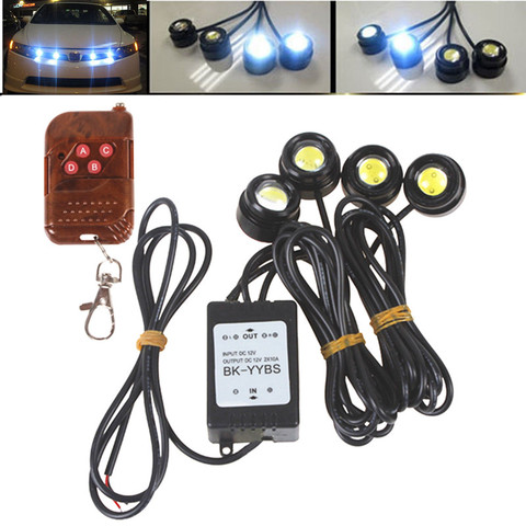 DRL controlador de ojo de águila inalámbrico drl luces de circulación diurna intermitente de motocicleta LED Ojos de Ángel luz LED estroboscópica bombillas para coches ► Foto 1/6