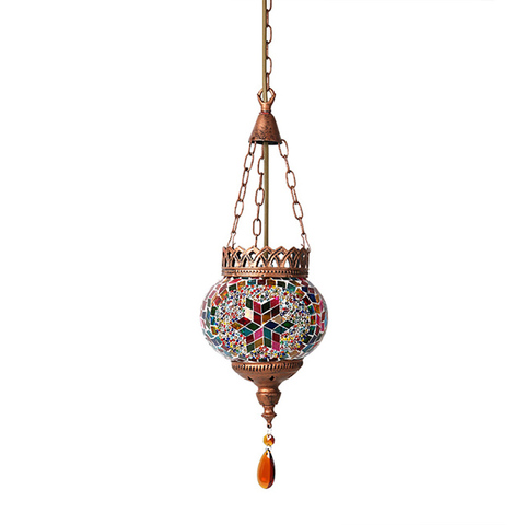 Artpad-lámpara colgante estilo mediterráneo turco marroquí, decoración hecha a mano, cortina de vidrio, mosaico E27 ► Foto 1/6