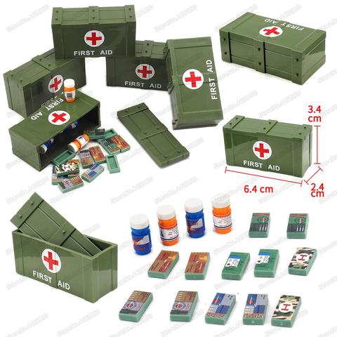 Caja médica moderna para niños, ciudad de figuras de bloques de construcción, botella de energía médica militar Moc WW2, equipo de caja de Rescate del Ejército, juguetes de regalo para niños ► Foto 1/6