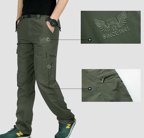 Ligera y transpirable impermeable secado rápido pantalones casuales pantalones de verano hombres ejército estilo militar de los hombres pantalones de camuflaje tácticos hombre ► Foto 1/6