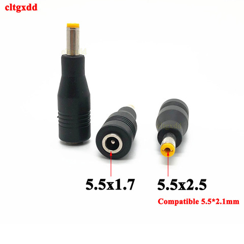 1 Uds 5.5x1 7/5 5*1,7mm Jack hembra a 5,5x2,5 (Compatible con 5,5x2,1mm) macho conector de alimentación de CC para ordenador portátil, adaptador de enchufe de carga ► Foto 1/4