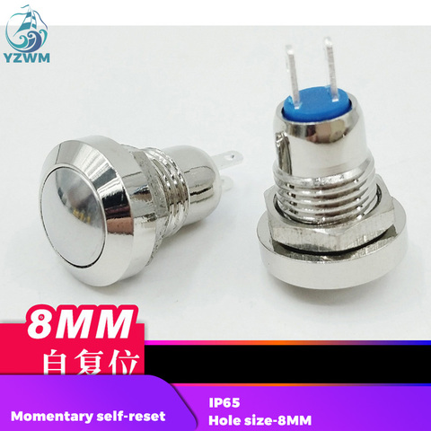 YZWM-Interruptor de botón de metal impermeable, botón redondo de reinicio automático, botón de inicio subminiatura, normalmente abierto, 8mm ► Foto 1/5