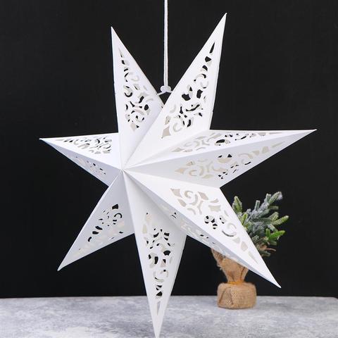 Rejilla de luz para ventana de fiesta estrella ahuecada de 45cm, luz nocturna para dormitorio en casa, colgante de decoración de Navidad para jardín (blanco) ► Foto 1/6