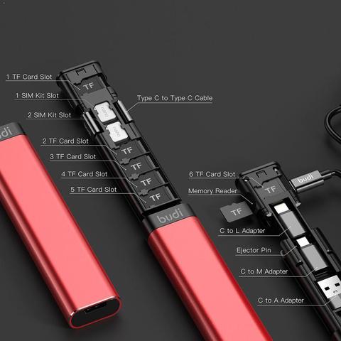 BUDI Multi-función inteligente Tarjeta de adaptador de datos de almacenamiento caso de almacenamiento de caja de Cable para Xiaomi lector TF portable USB-Cable ► Foto 1/6