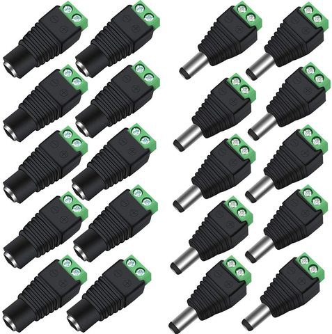 Adaptador de enchufe con conector de CC, 100 pares, 12V, 5A, macho + hembra, 2,1X5,5 MM, conector de alimentación para cámara CCTV, tira Led ► Foto 1/6