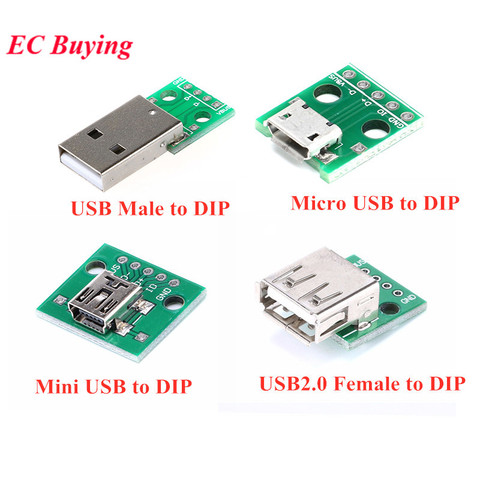 Convertidor de USB A Adaptador DIP Mini/Micro hembra/macho 5 uds., Conector de placa 4P 5P 2,54mm, placa adaptadora USB, placa PCB para Arduino ► Foto 1/5