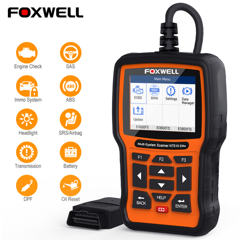 FOXWELL-Sistema de escáner para el coche, herramienta de diagnóstico para el vehículo, con lector de código y aplicaciones bidireccionales, OBD2, SAS SRS DPF, NT510 ► Foto 1/6