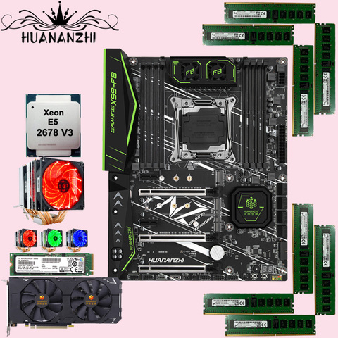 HUANANZHI-placa base X99-F8 con procesador SSD 512G, Xeon 2678 V3, CPU, enfriador RAM 64G(8*8G) DDR4 REG ECC GTX1660, tarjeta de vídeo 6G ► Foto 1/6